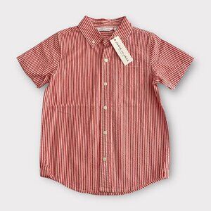 Janie and Jack Moto Red Striped Seersucker Shirt
